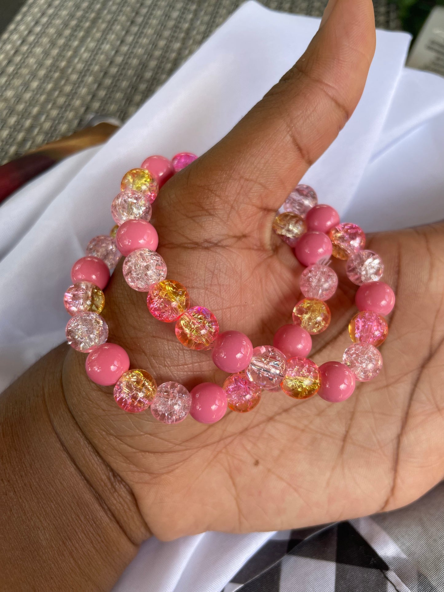 Pink Lemonade Beaded Bracelet