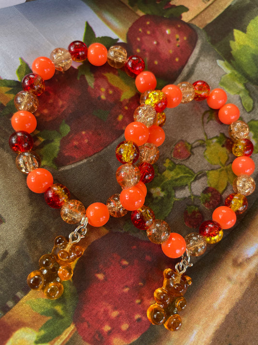 Orange Gummy Bear Beaded Bracelet