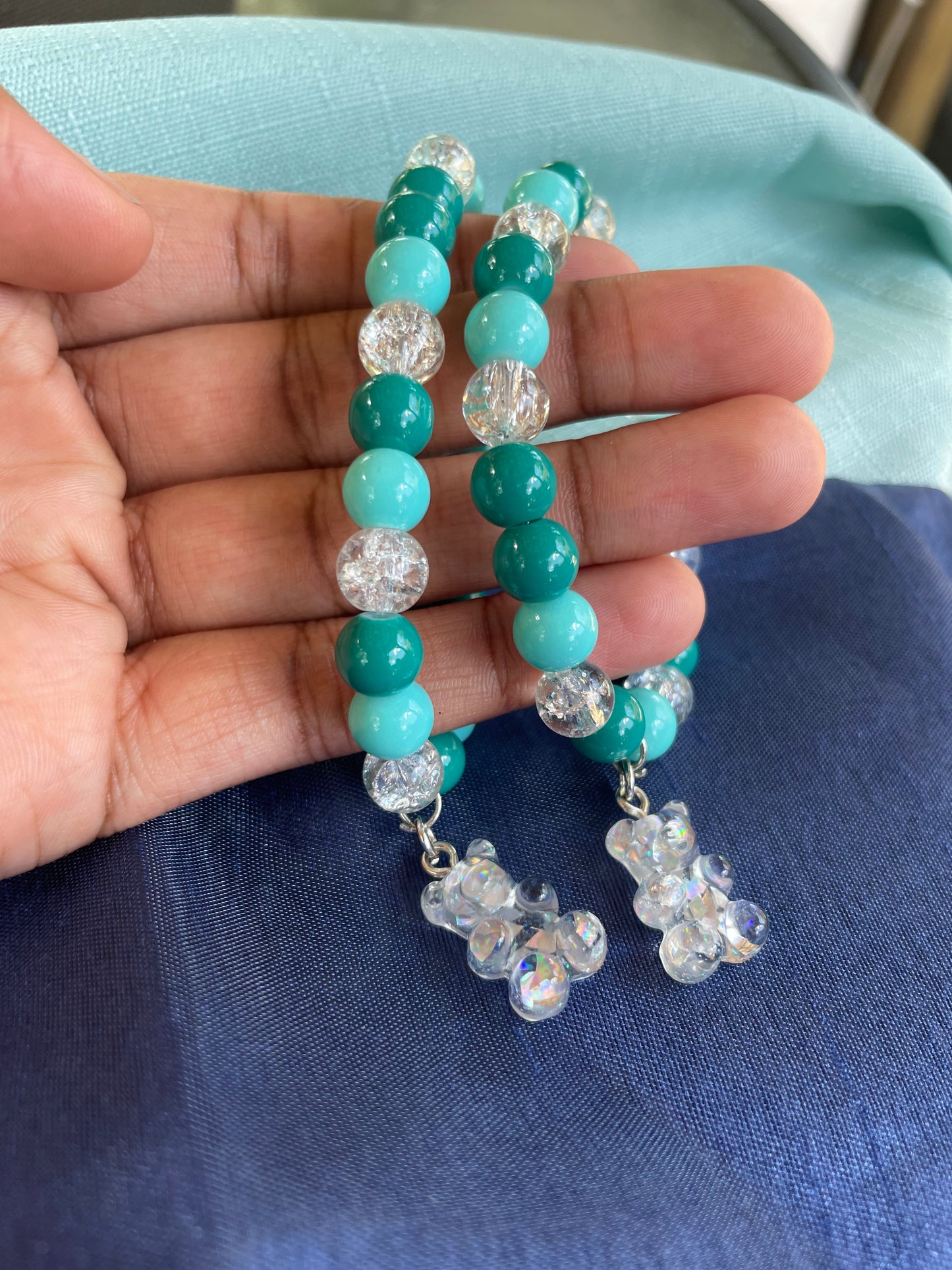 Light Blue Gummy Bear Beaded Bracelet