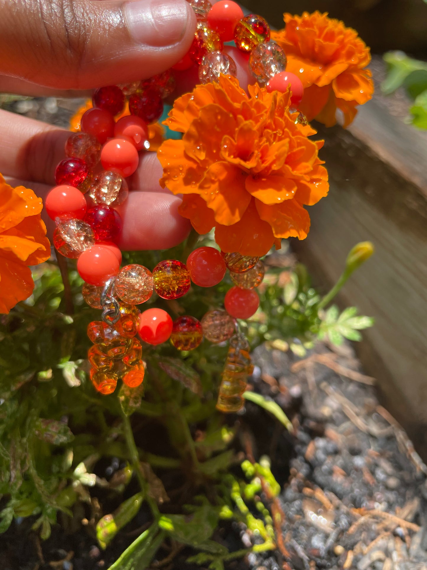 Orange Gummy Bear Beaded Bracelet