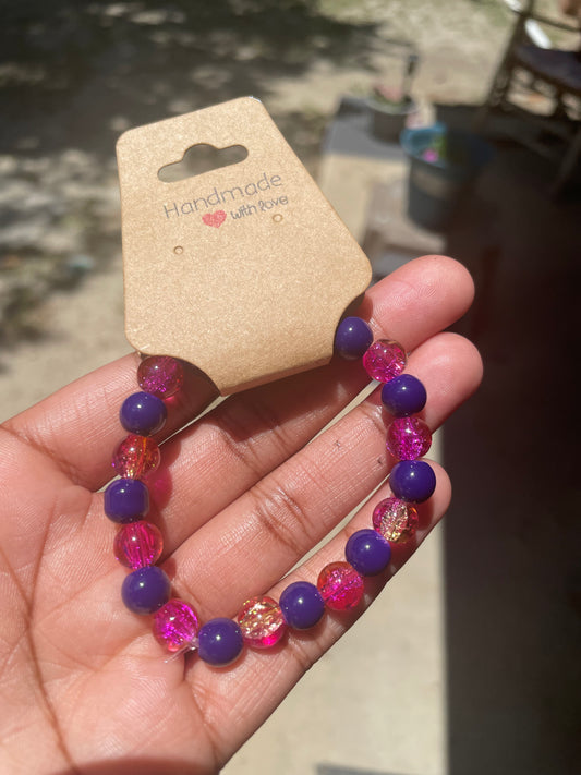Dark Purple & Pink Beaded Bracelet