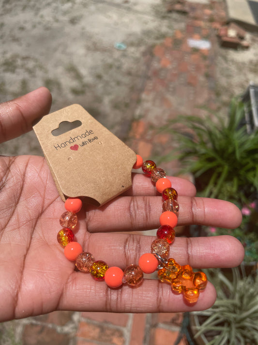 Orange Gummy Bear Beaded Bracelet