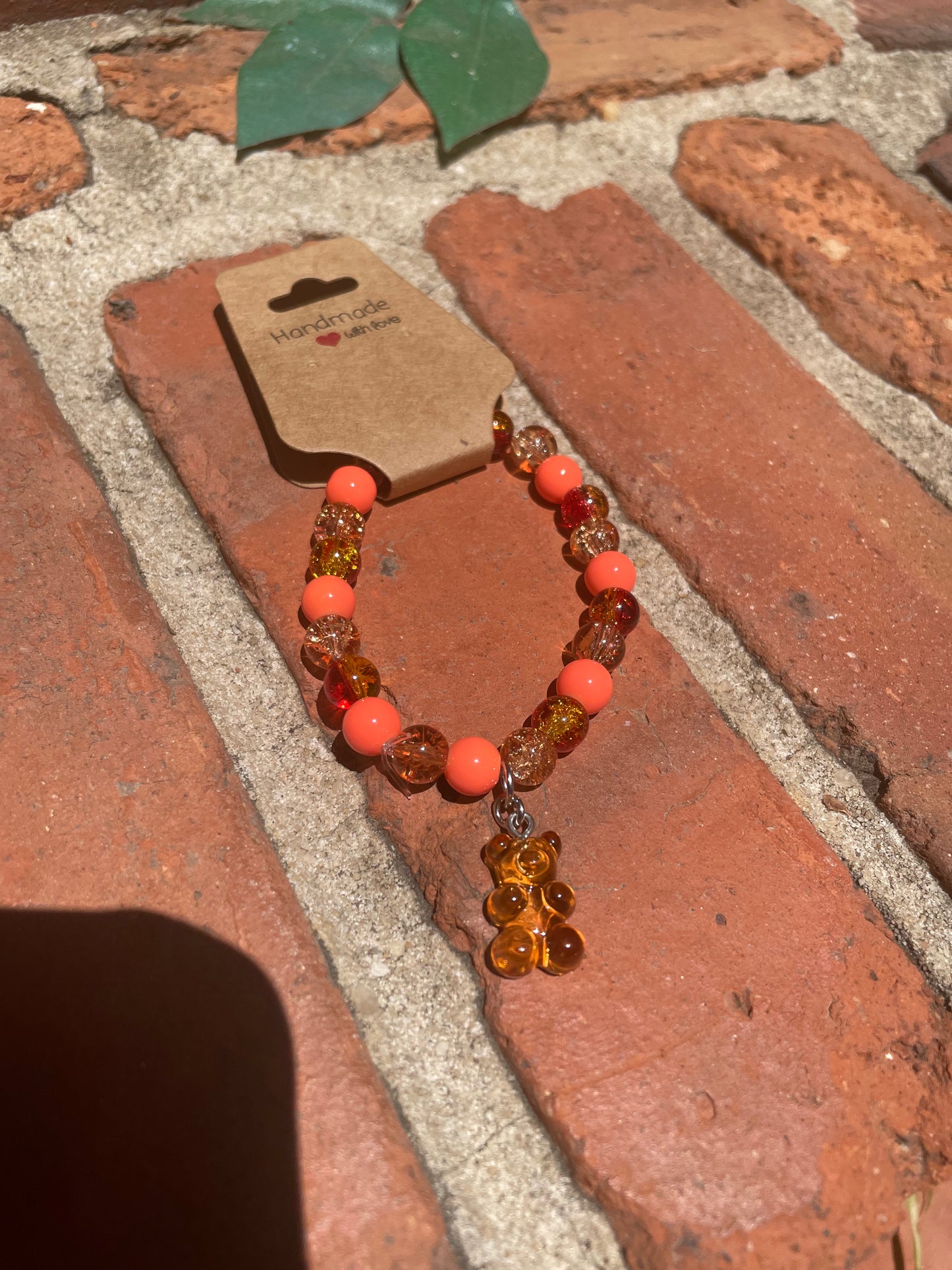 Orange Gummy Bear Beaded Bracelet
