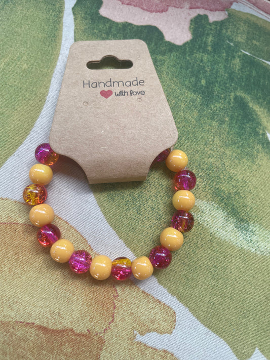 Tropical Pink & Orange Beaded Bracelet