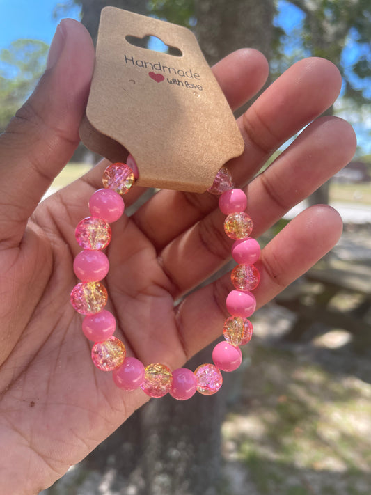 Pink Lemonade Beaded Bracelet