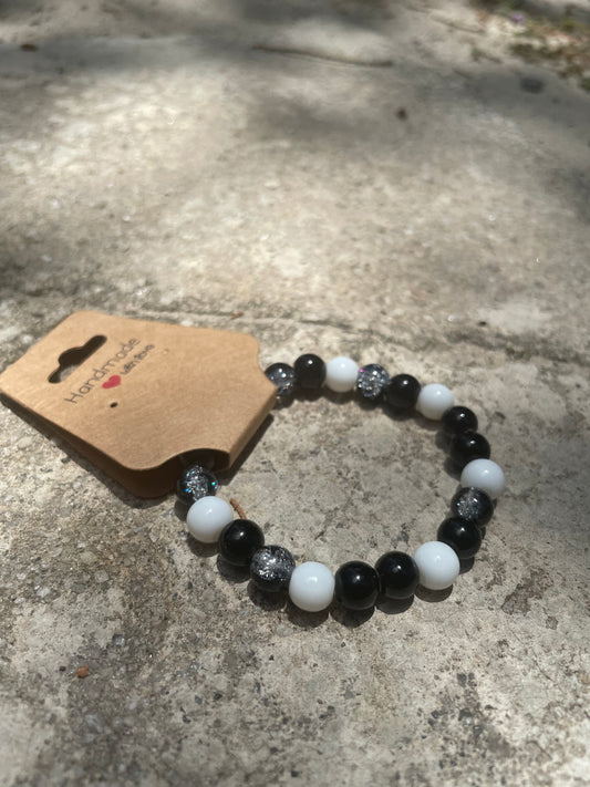 Black & White Beaded Bracelet